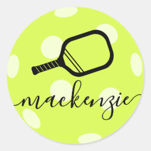 Rond Sticker Pickleball Bright Personnalisé Nom du scri