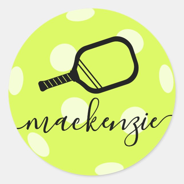 Rond Sticker Pickleball Bright Personnalisé Nom du scri (Devant)