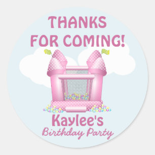 Rond Sticker Pink Bouncy Bounce House Anniversaire