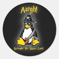 Sticker Pirate Linux Tux Penguin Noir Ubuntu, etc