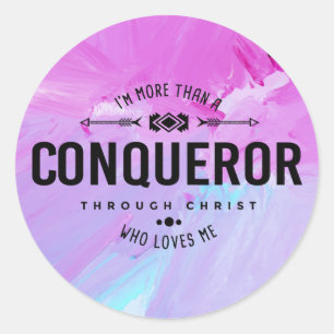 Rond Sticker "Plus qu'un conquérant"