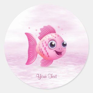 Rond Sticker Poisson Rose