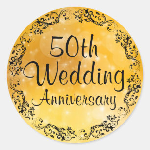 Rond Sticker pour 50e Anniversaire de l'or fantaisie