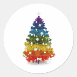 Rond Sticker pour arbre de Noël arc-en-ciel LGBT