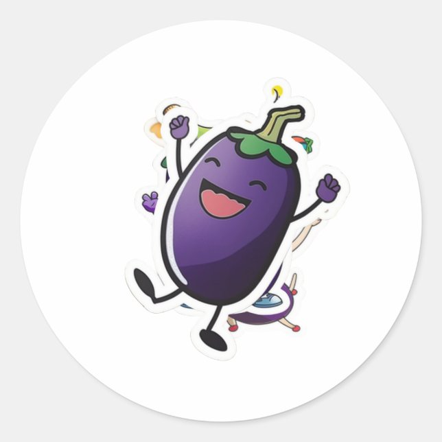 Rond Sticker pour aubergine drôle (Devant)