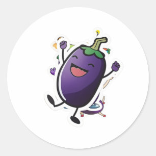 Rond Sticker pour aubergine drôle