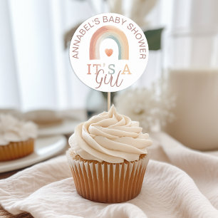 Rond Sticker pour Baby shower arc-en-ciel pour filles B