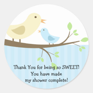 Rond Sticker pour Baby shower d'oiseaux maman et bébé