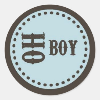 Rond Sticker pour Baby shower garçon Brown et bleu