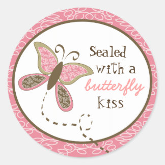 Rond Sticker pour Baby shower papillon