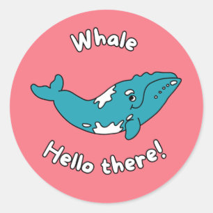 Rond Sticker pour baleine amusante - animal marin migno