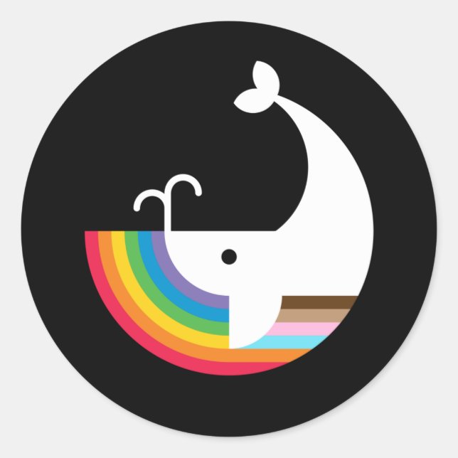 Rond Sticker pour baleine de Pride NB (Devant)