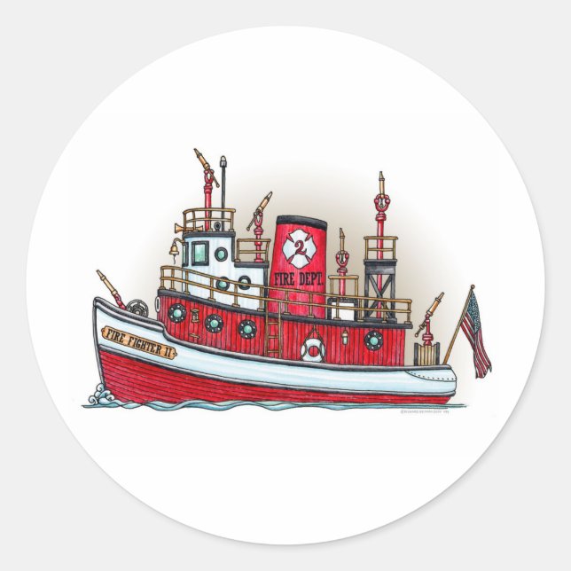 Rond Sticker pour bateau à incendie (Devant)