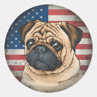 Rond Sticker pour Carlin patriotique 4 juillet Fête de