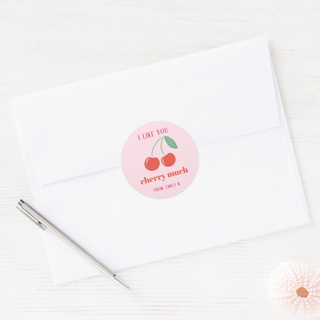 Rond Sticker pour cerise de la Saint Valentin en classe (Enveloppe)