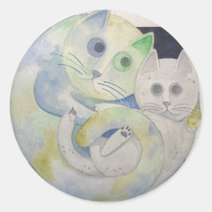 Rond Sticker pour chat de la mère Terre et Lune