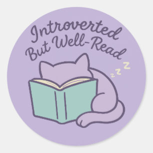 Rond Sticker pour chat de livre introduit - Pastel cosy