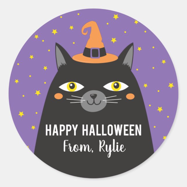 Rond Sticker pour chat Halloween (Devant)