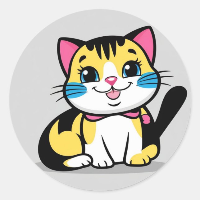 Rond Sticker pour chat mignon (Devant)