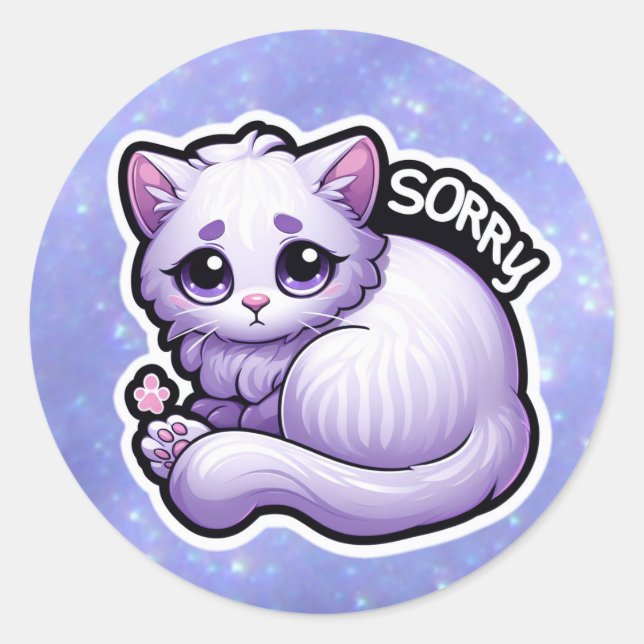 Rond sticker pour chat mignon - désolé (Devant)