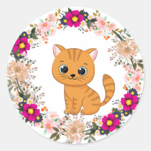 Rond Sticker pour chats à fleurs