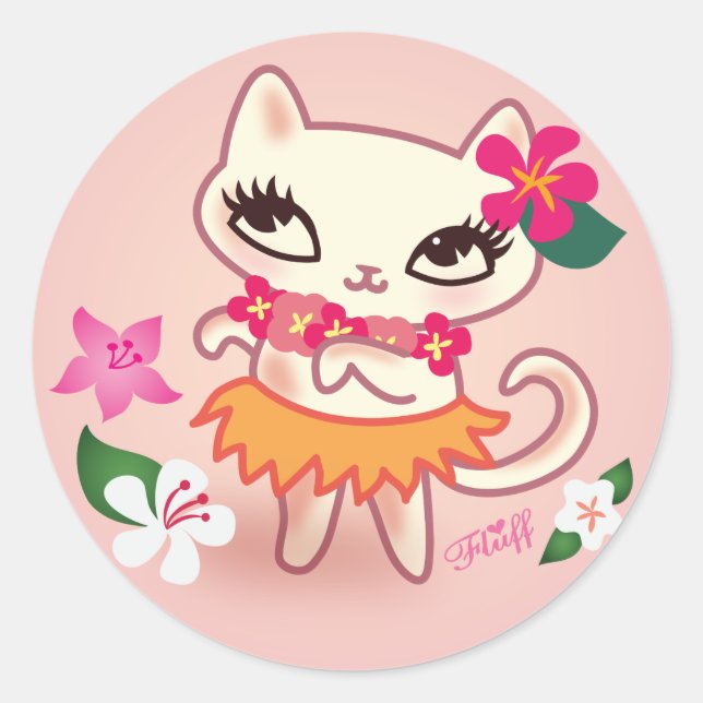 Rond Sticker pour chats Fluff Hula (Devant)
