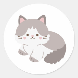 Rond Sticker pour chats gris et blanc
