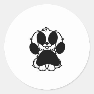 Rond Sticker pour chien noir et blanc mignon