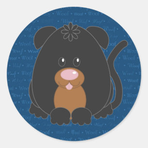 Rond Sticker pour chien Woof Rotweiller