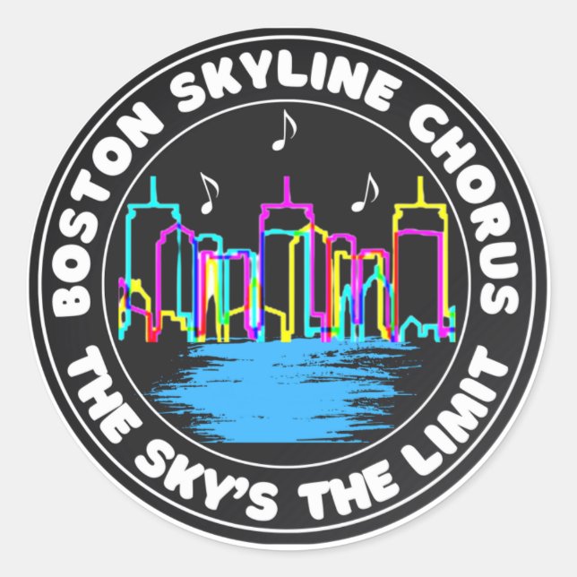 Rond Sticker pour choeur Skyline de Boston (Devant)