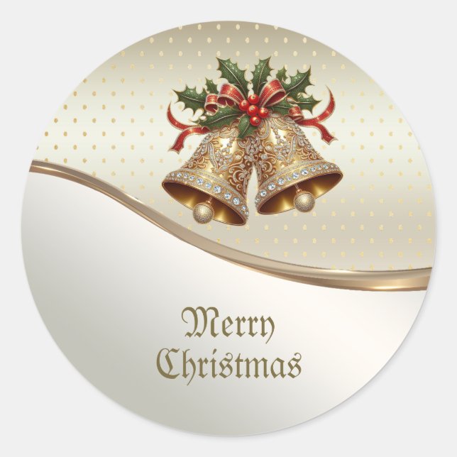 Rond Sticker pour cloches de Noël en or (Devant)