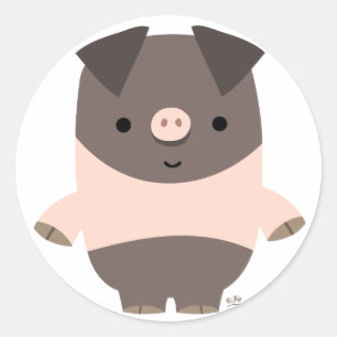 Rond Sticker pour cochon cartonné mignon