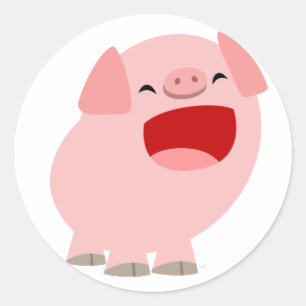 Rond Sticker pour cochon chantant un joli dessin