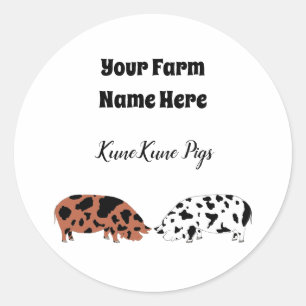 Rond Sticker pour cochon personnalisé KuneKune