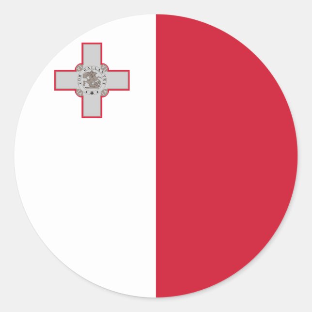 Rond Sticker pour drapeau de Malte (Devant)
