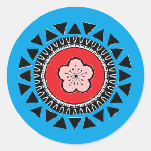 Rond Sticker pour drapeau d'inspiration aborigène de Ta