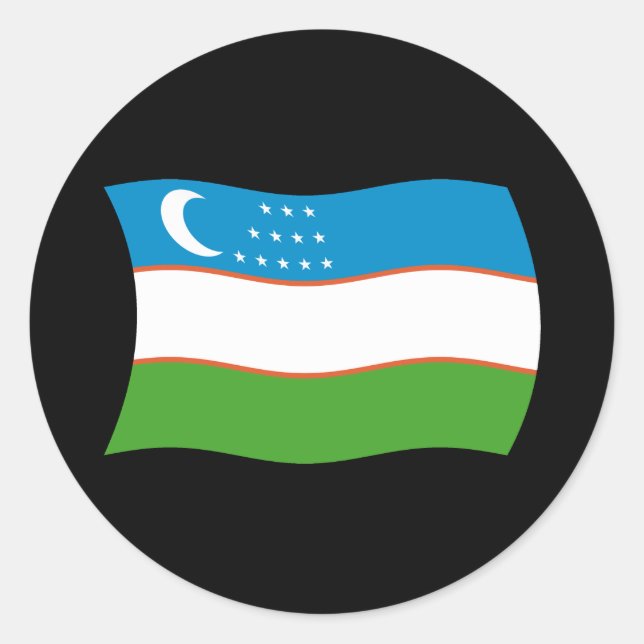 Rond Sticker pour drapeau d'Ouzbékistan (Devant)
