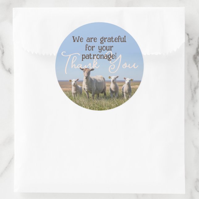 Rond Sticker pour entreprise en fibre de Merci (Sac)