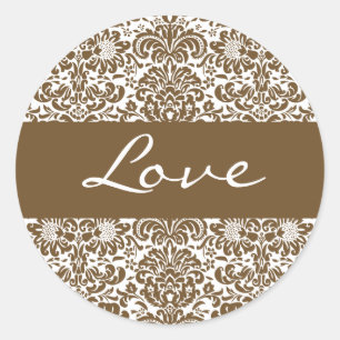 Rond Sticker pour enveloppes de Damas d'amour