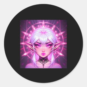 Rond Sticker pour fille Elf Anime Imaginaire magique