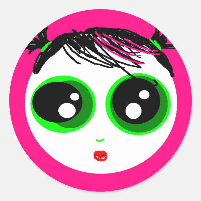 Rond Sticker pour fille Ghostile (rose chaud) (Devant)