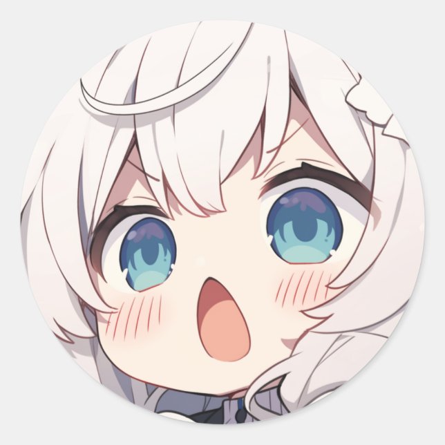 Rond Sticker pour fille Nani Chibi Anime (Devant)