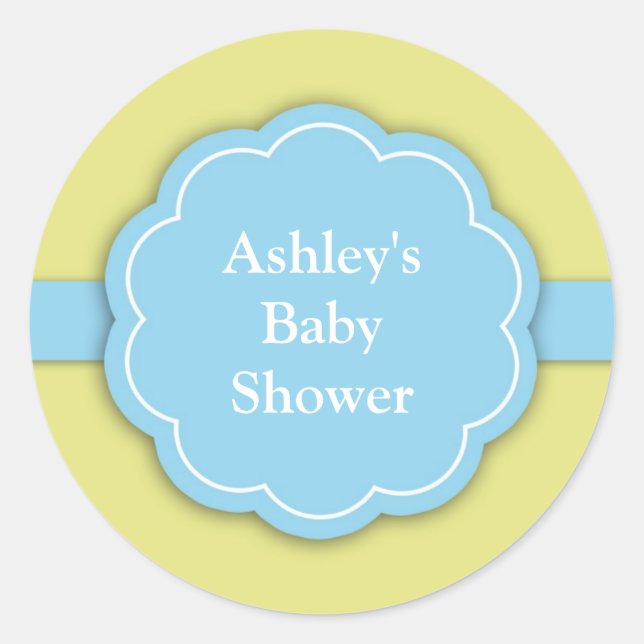 Rond Sticker pour garçon Baby shower bleu (Devant)