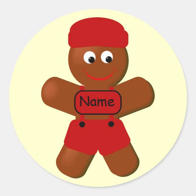 Rond Sticker pour garçon en pain d'épice de Noël (Devant)