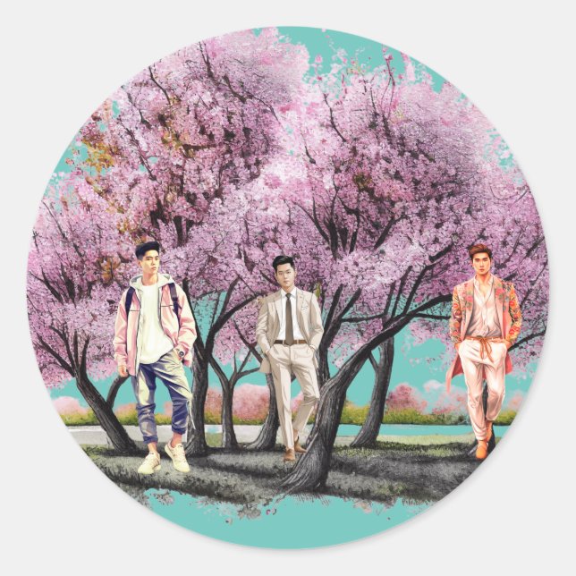 Rond Sticker pour garçon mignon (Devant)