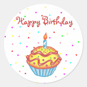 Rond Sticker pour gâteau d'anniversaire heureux