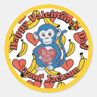 Rond Sticker pour gorille de la Saint-Valentin
