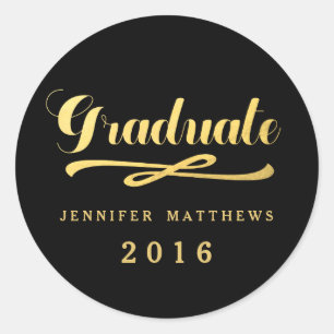 Rond Sticker pour graduation 2016 de Faux Gold Foil