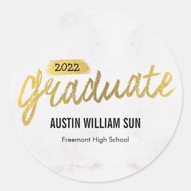 Rond Sticker pour graduation en brosse rustique ou scea (Devant)