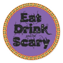 Sticker pour Halloween citrouille "manger, boire e